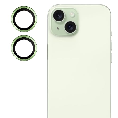 Image of Camera Lens Protector for Apple iPhone 15 | 9H Hardness, Full Coverage Camera Metal Ring Ultra-Thin /Clear (Green)