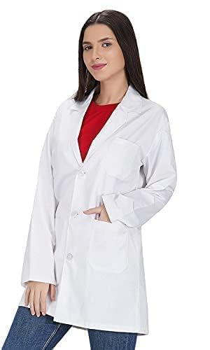 SUBA Pure Cotton Full Sleeves Professional Unisex White Lab Coat (S, Small) | Apron for Doctor Women/Men | Medical Student & Nurse Use | White Coat for Doctors Women | Full Sleeve Apron for Doctor
