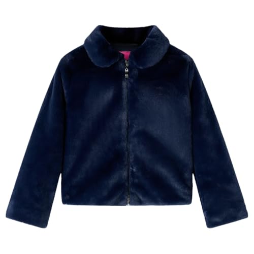vidaXL Kindermantel Kinder Mantel Warm Winterjacke Kinderjacke Kunstpelz Marineblau 128