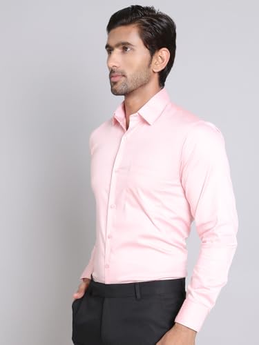 Image of Indian Needle Light-Pink Men's Cotton Solid Formal Shirt. (Light-Pink, XL)