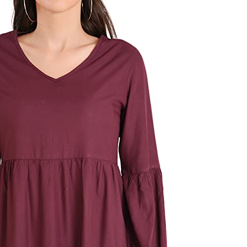 Image of Miss Lavish London Women's V Neck Tiered Summer Dress Casual Short Sleeve Swing T Shirt Mini Dresses