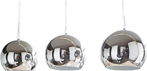 DELIFE Hängeleuchte Pentola Chrom Silberfarben 75 cm 3 Schirme Deckenlampe