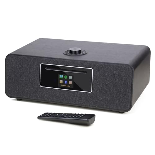 Image of MS5 Upgrade Premium Internet Radio,Spotify HiFi,Bluetooth Stereo System for Home with CD Player,FM Radio, Acoustic Wood Cabinet,AUX & USB Input,50 Presets, OKTIV APP & Remote Control- Black Oak
