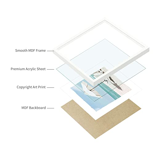 Coastal Pictures Wall Art Framed: Bathroom Small Beach Shell Artwork Seaside Ocean Picture And Seascape Painting Landscape Photo Print For Living Room(13''X13'') #TOP3