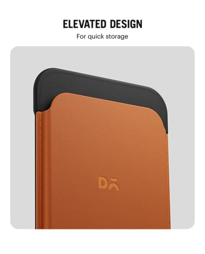 Image of DailyObjects Leather Magnetic Wallet Card Holder | Designed for MagSafe Compatible with iPhone 16, iPhone 15, iPhone 14, iPhone 13, iPhone 12 Models | Premium Design | Full-Grain Leather - Tan-Grey