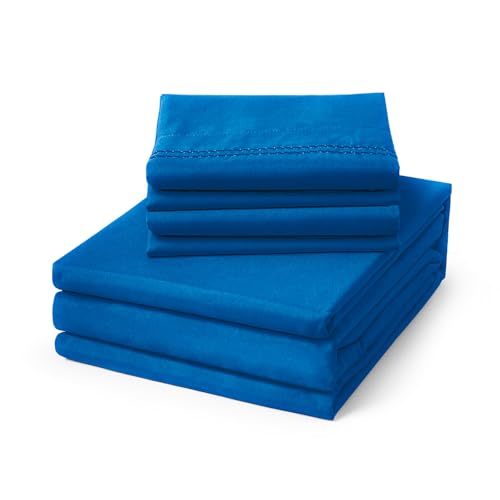 Image of ClevaHome Sheets Twin Size Bed Set - 4 Piece Fitted Sheets Set Royal Blue