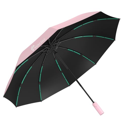 Image of ANYCHO Umbrella 3 Fold - Automatic Umbrella for Women and Men -Folding Umbrella with 50 Sturdy Ribs - UV Protect 3 Fold Umbrella for Women