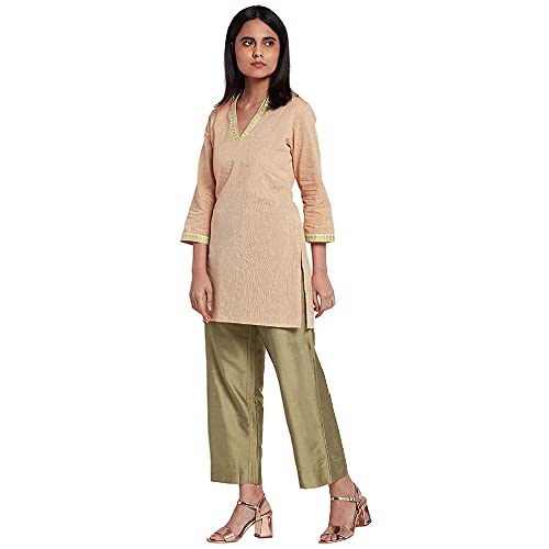 Image of GO COLORS Women Blue Stripe Cotton Wide Pants