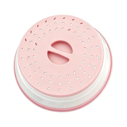 Image of Collapsible Microwave Splatter Cover(12.4 IN,Light pink) | Microwave Plate Cover With Steam Vent