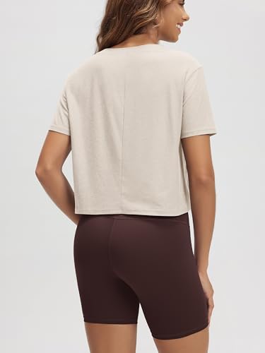 Image of ODODOS Women's Performance Cropped Tee Ultra Soft odSTRATUM Tech Short Sleeve Relaxed Top Crew Neck T-Shirts