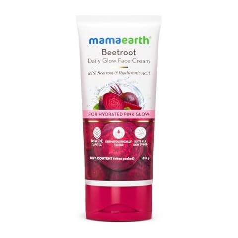 MAMAEARTH Beetroot Daily Glow Face Cream With Beetroot & Hyaluronic Acid | Gives Hydrated Pink Glow | Lightweight & Non-Greasy | For All Skin Types | 80g (2.82 Ounce) Cover
