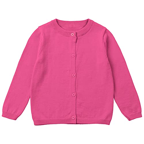 renvena Little Girls Cotton Cardigans Kids Long Sleeve Button Sweater Toddler Round Neck Cardigan Sweaters3