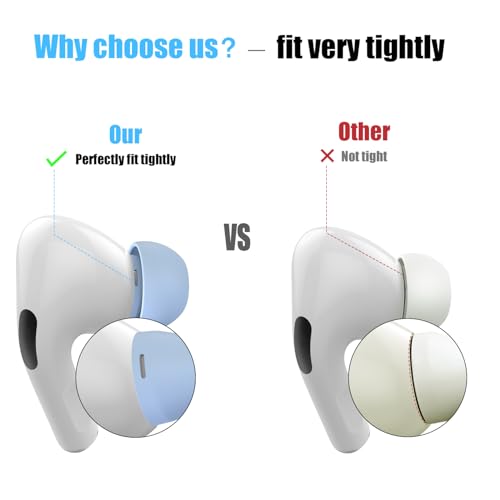 Image of 3 Pairs Replacement Ear Tips for AirPods Pro and 2nd Generation with Noise Reduction Hole, Silicone Ear Tips for AirPods Pro with Portable Storage Box and Fits in Charging Case (S /M /L, Light Blue)