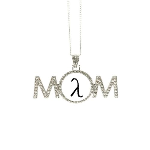 Collier alphabet grec lambda noir pendentif pour maman M