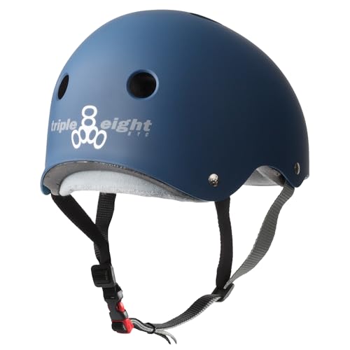 Image of Triple Eight The Certified Sweatsaver Helmet for Skateboarding, BMX, and Roller Skating, Navy Rubber, XL /XXL