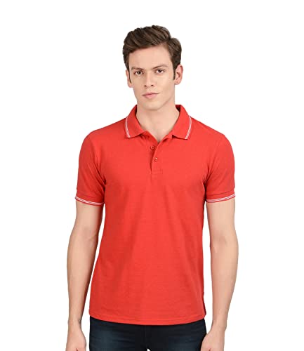 Image of AWG ALL WEATHER GEAR Men's Cotton Regular Fit Solid Polo Neck T-Shirt Navy Blue Melange