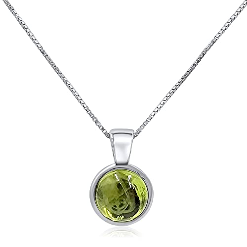 Natural peridot 8mm round pendant with...
