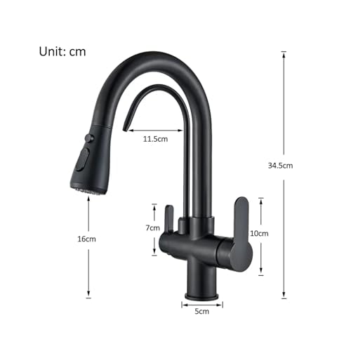Robinet de cuisine noir mat anti-traces avec filtre extractible double action - 7