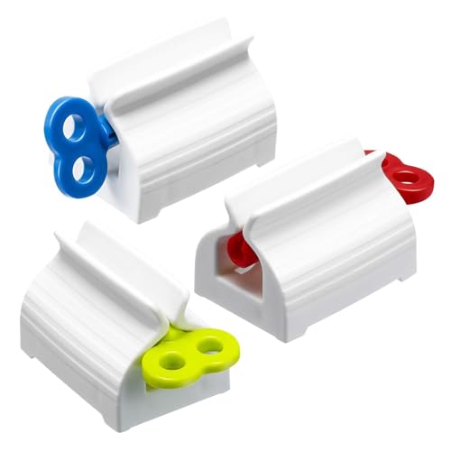DERDOUT Toothpaste Tube Squeezer Plastic Rolling Tube Toothpaste Dispenser Tube Wringer Rotate Toothpaste Seat Holder Stand for Bathroom (3 Pcs)