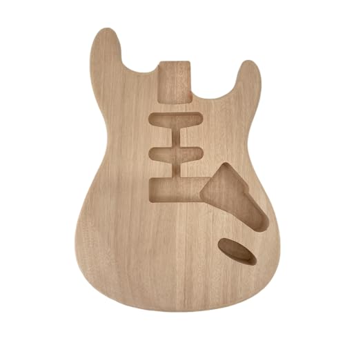 Electric Guitar Body Replacement - Mahogany Wood with SSH Pickup Routing, Bolt-On Design & Unfinished Surface for DIY Builds