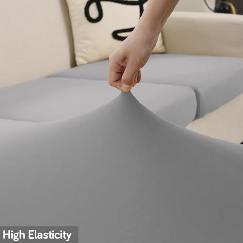 Image of HOKIPO 100% Waterproof Elastic 140gsm Chaise Cover Sectional Couch Covers for L Shaped Sofa, 1 Piece Chaise Cover, Light Grey (NEW-AR-5355-LGRY)