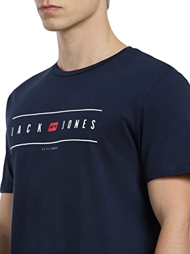 Image of JACK & JONES Men's Cotton Printed Slim Fit Crew Neck T-Shirt