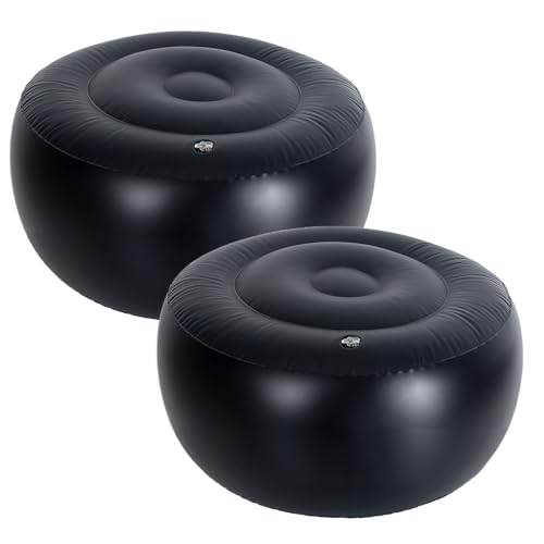 Bloomoja Inflatable Round Ottoman Pouf Ottoman Filler 55x30cm PVC Waterproof Outdoor Ottomans for Patio Living Room Bedroom Camping or Garden Portable Inflatable Foot Rest Pouf for Adults 2PCS