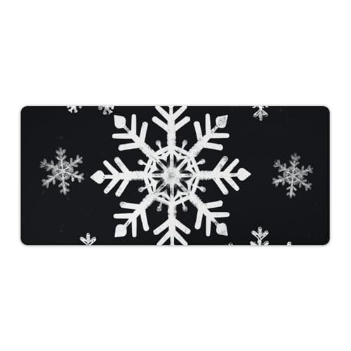 Grand tapis de souris blanc flocon de neige de 40 x 90 cm aux finitions premium brodées