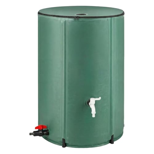 100 Gallon Collapsible Rain Barrel to Collect Rainwater from Gutter Downspouts Heavy Duty PVC Rainwater Collection System with Spigots top Mesh Cover and Overflow Valve for Garden Lawn Irrigation