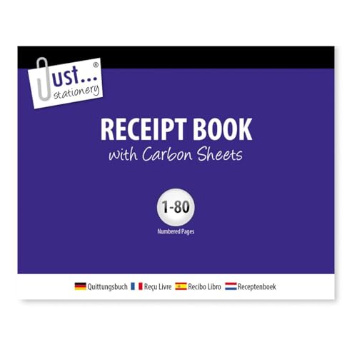Duplicate Receipt Books Carbon Paper Pack 1 - Invoice Pad Self Employed Small Business - Cash Receipt Book Ruled Paper - 80 Numbered Pages Microperforated Tear-Out Sheets