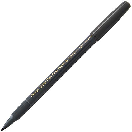 Image of Pentel Arts Color Pen, Dark Gray, Box of 12 (S360-121)