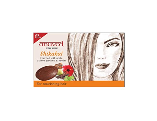 Image of Anuved Herbal Shikakai Soap | Pack of 4 | 100 Grams Each | with Shikakai, Amla, Brahmi, Jaswand, Reetha, excellent for cleansing, nourishing & conditioning for all types of Hair