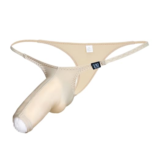 Gogobear Mens Ice Silk Front Open Elephant Nose Underwear Low Rise Solid Color G-String Bikini Thong Underpants3