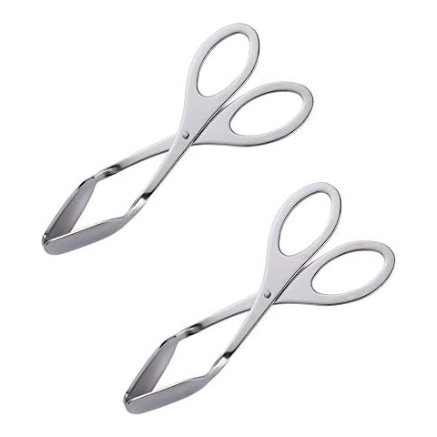 Food Tongs, Baikai Stainless Steel Kitchen Scissor Cooking Barbecue BBQ Grilling and Serving Clips (Silver) Cover