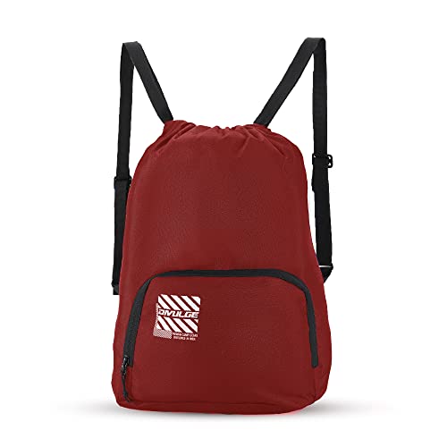 Image of DIVULGE Meteor Red 16 liters Polyester Drawstring bag, daypack Gym bag Rucksack Backpack With Zip Pocket