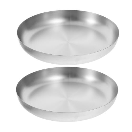 NAMOARLY 2pcs Stainless Steel Plate Snack Tray for Dessert Dog Barbecue Oyster Trinket Shatterproof Metal Dish Plate Easy to Clean Versatile