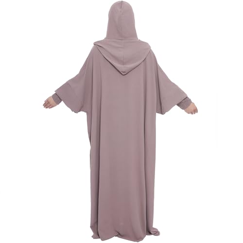 khalat Muslim Prayer Dress Abaya Solid One-Piece Hoodie Abaya Dress for Women Long Maxi Dress Islamic Dubai Jilbab - Image 5