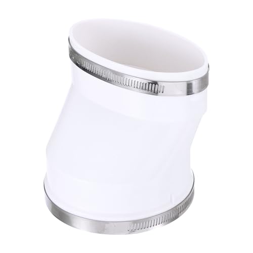 PATIKIL Duct Adapter Round to Oval Oval Recessed Dryer Vent Hose Connector Adapter with Stainless Steel Clamp for Air Exhaust Ventilation System White