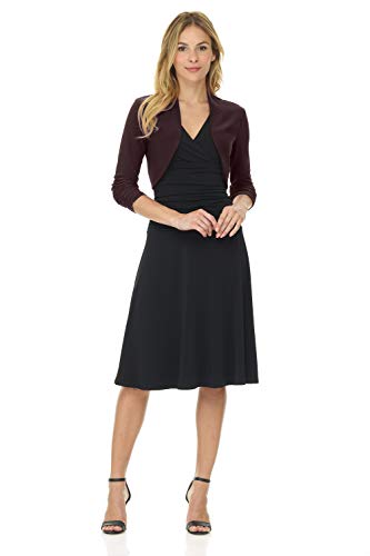 Image of Rekucci Women's Chic Soft Knit Stretch Bolero Shrug with Ruched Sleeves