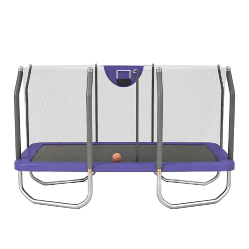 SKYWALKER TRAMPOLINES Jump N' Dunk 15 FT, Rectangle Outdoor Trampoline for Kids with Enclosure Net,...