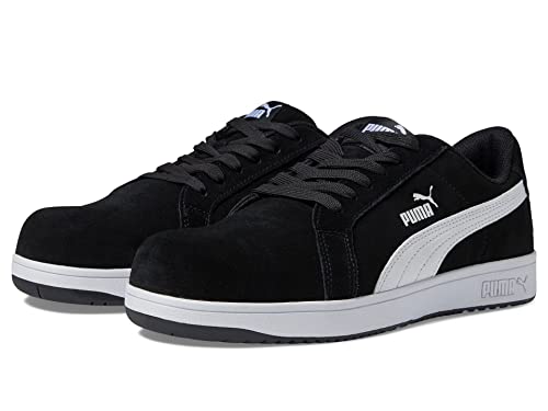 Puma Safety Iconic Suede Low Men's Safety Shoes, Composite Toe, Electrical Hazard Protection, Slip Resistant, Black/White, Size M11 (640015-11-200)