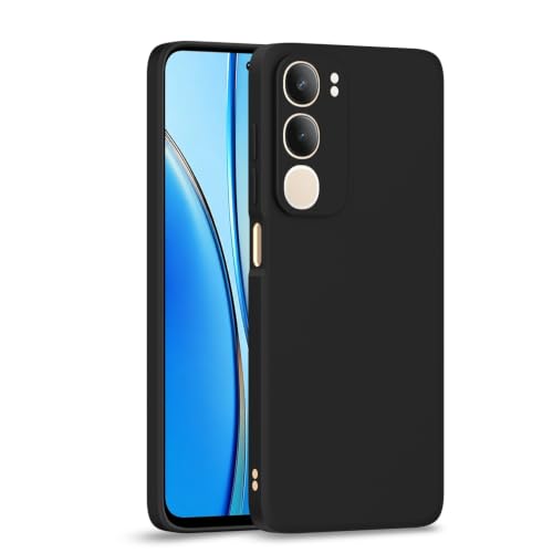 Image of Outlouders Back Cover for Vivo Y19s / Vivo Y29 5G | Camera Protection | Durable Soft Matte Silicone Bumper Case (Black)