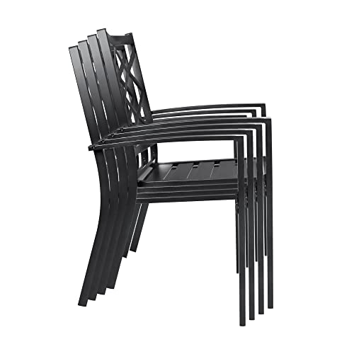 Bigroof 7 Piece Patio Dining Set, Outdoor Furniture 63" Patio Classic Rectangle Dining Table With 1.57" Umbrella Hole And 6 X Stackable Chairs For Lawn & Garden, Deck, Backyard (Black3) #TOP5