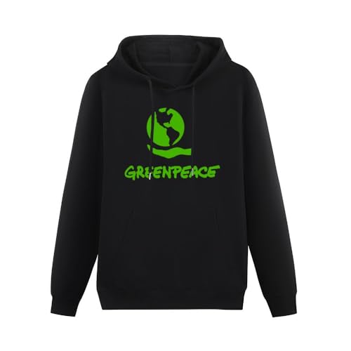 YUANROU Greenpeace Green Peace Symbol Hoodies Long Sleeve Pullover Loose Hoody Sweatershirt Black L