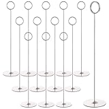 LOLYSIC 12 Pack Table Number Holders, 30cm 12" Tall Table Place Card Holder Stands, Stainless Steel Memo Note Picture Photo Display Stand Clips for Wedding Party Resturants Table Centerpiece, Silver