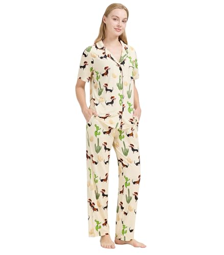 Image of WiWi Viscose from Bamboo Women's Pajamas Set Super Soft Button Down Top and Pants Sleepwear Cooling Pjs S-3X