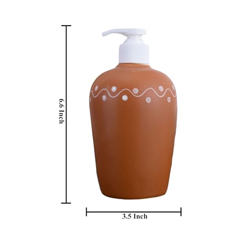 Image of Ceramic Liquid Soap Dispenser, 450 ml, Terracotta 2 | Refillable Pump Bottle for Hand Wash, Lotion, Shampoo & Kitchen Use, 1 Piece
