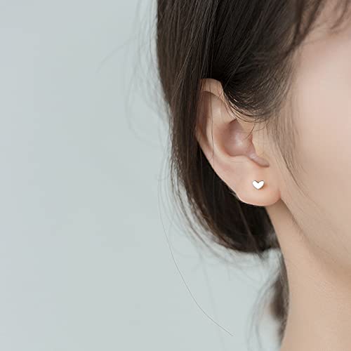 WZGWDC Damen-Ohrringe, modisch, minimalistisch, echtes Silber, Kleiner Liebes-Herz-Ohrstecker für Frauen, Studenten, Teenager, Schmuck