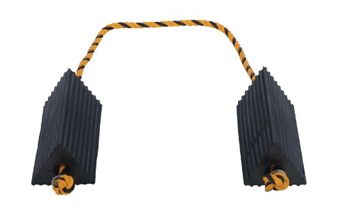 Image of Vestil AC-13 Rubber Wheel Airline Chock with Rope, 10 inch Width x 4-1 /2 inch Height x 5 inch Length