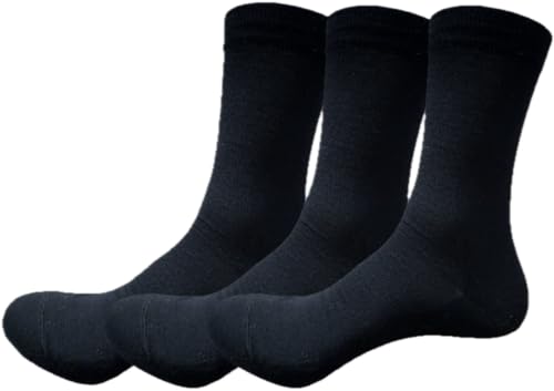 ULLMYS Herren Merino Wollsocken 98% Naturfasern davon 80% Merino Wolle für Komfort im Alltag & Business aus Europa Schwarz 3 Paar Größe 43/46